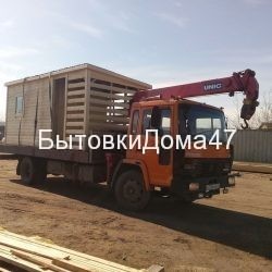 Доставка бытовки с дровянником